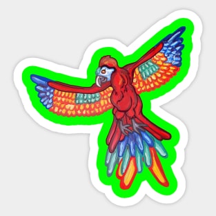 Red Majestic Flying Macaw Sticker